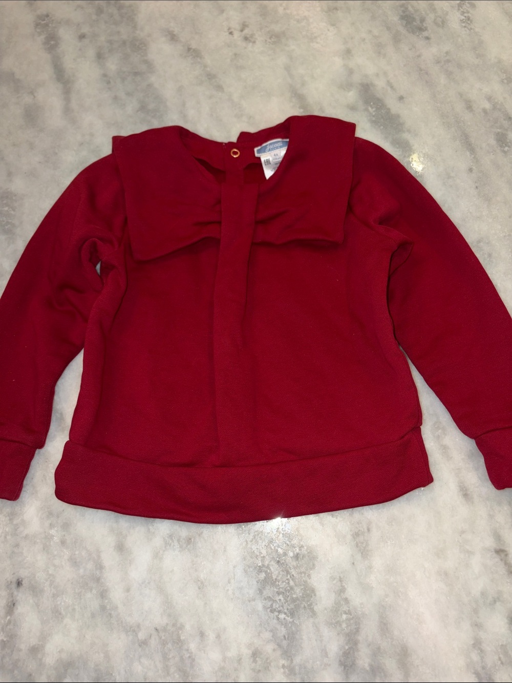 Jacadi Girls' Red Bow Collar Sweatshirt - Kids' Cozy Top